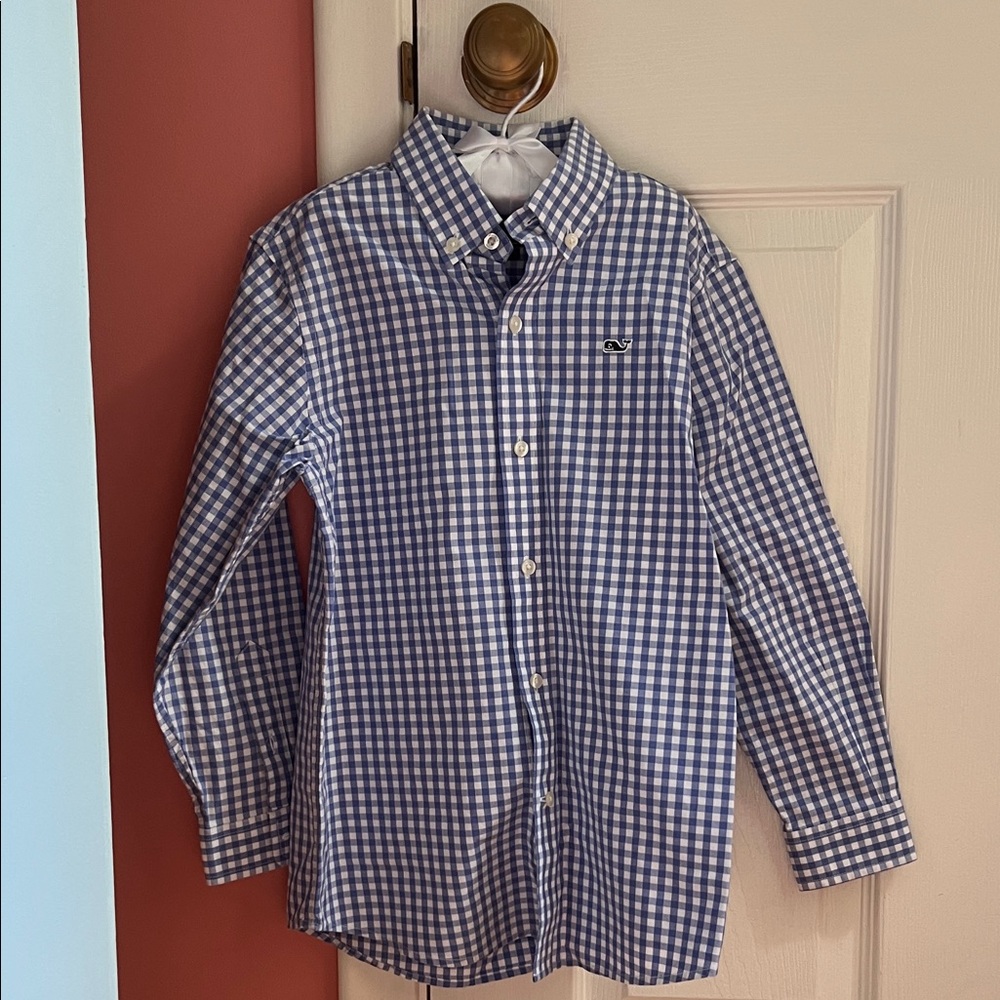 Vineyard Vines Kids Checkered Blue Shirt